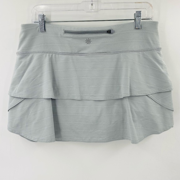 Athleta Women's Tiered Athletic Mini Skirt Gray White Size Large - Picture 4 of 4